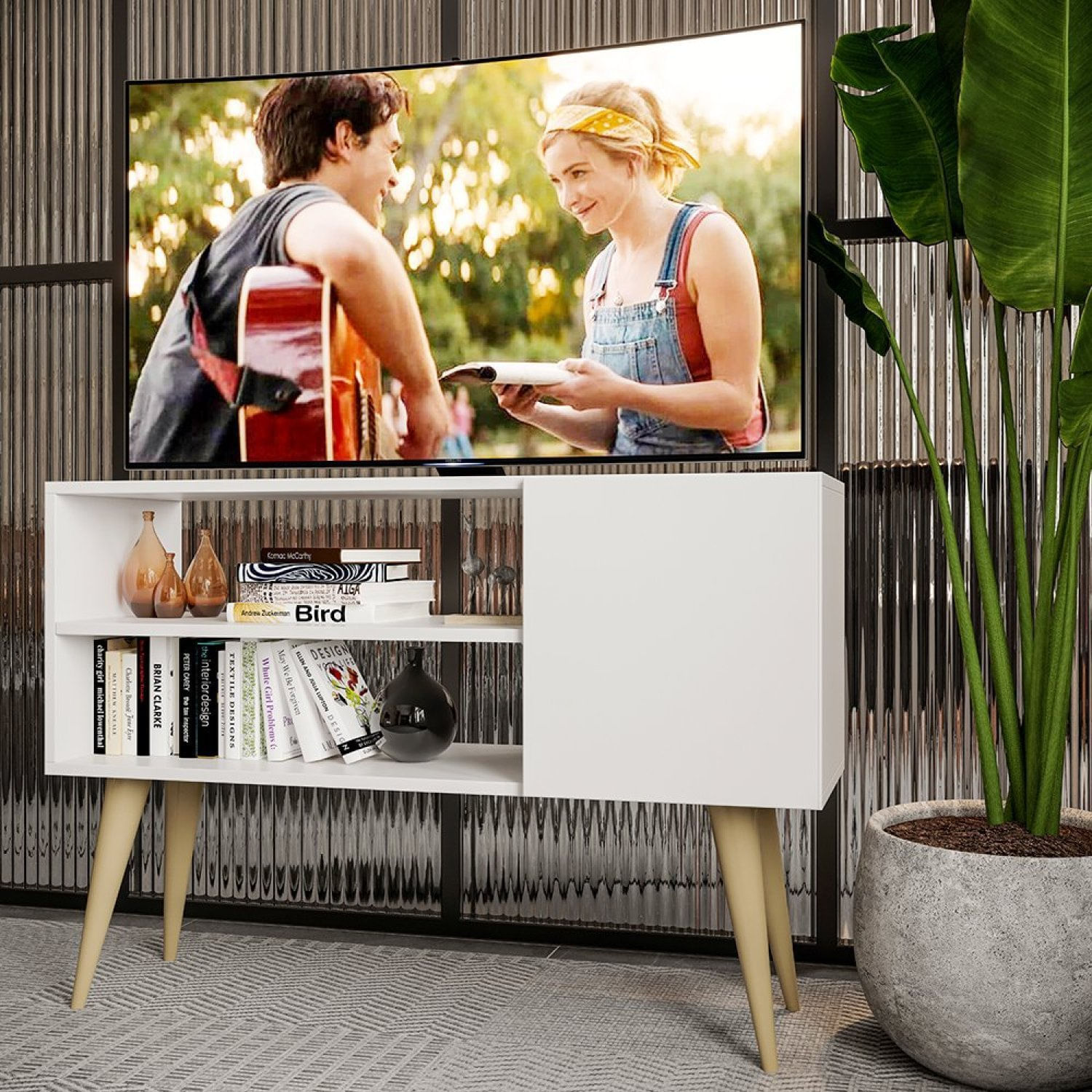 Rack Para Tv De Até 42 Polegadas Com Pés Palito Vancouver Moveise Branco