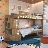 Beliche Infantil Com Escada Nichos E Gavetas Aveiro Oak