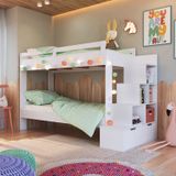 Beliche Infantil Com Escada Nichos E Gavetas Branco
