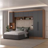 Guarda-roupa Modulado 7 Portas 6 Gavetas 5 Peças Hecol Móveis Nogal/grafite