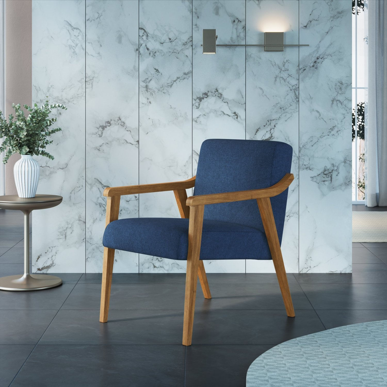 Poltrona Estofada Flavia Nogueira/azul