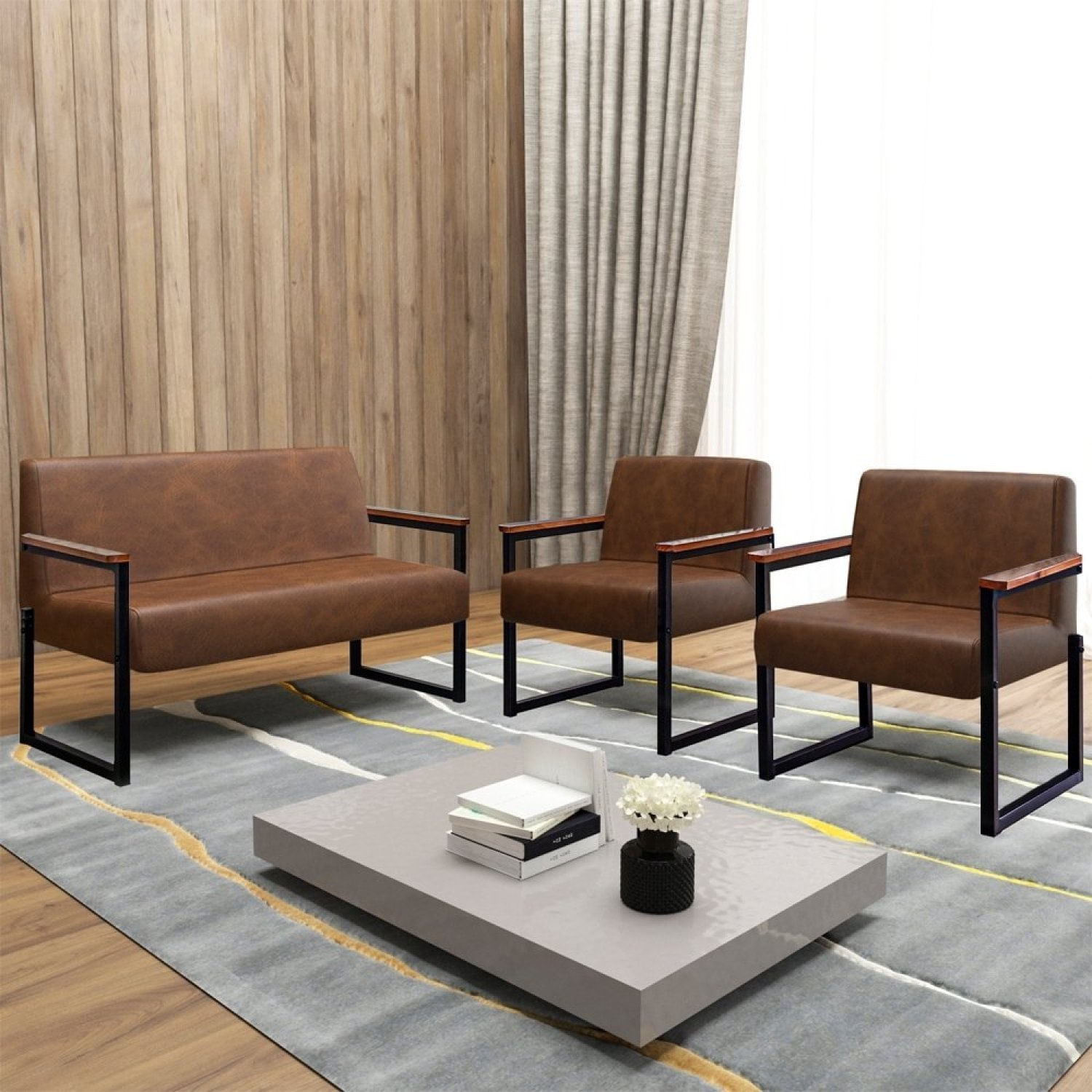 Kit Sofá 2 Lugares E 2 Poltronas Niterói Preto/marrom