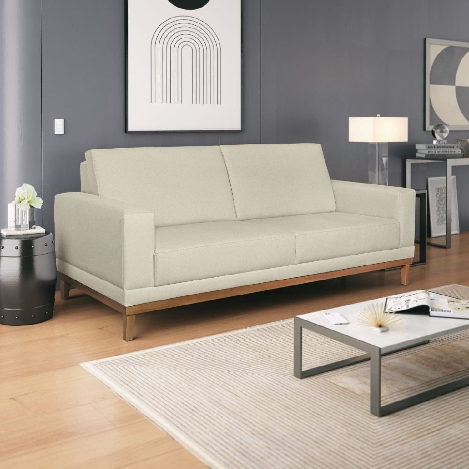 Sofá 2 Lugares Em Linho D26 Cronus Cru