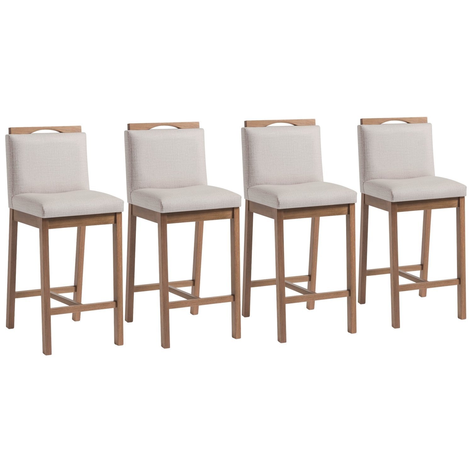 Conjunto 4 Banquetas Madeira Maciça Dani Cinza/nogueira