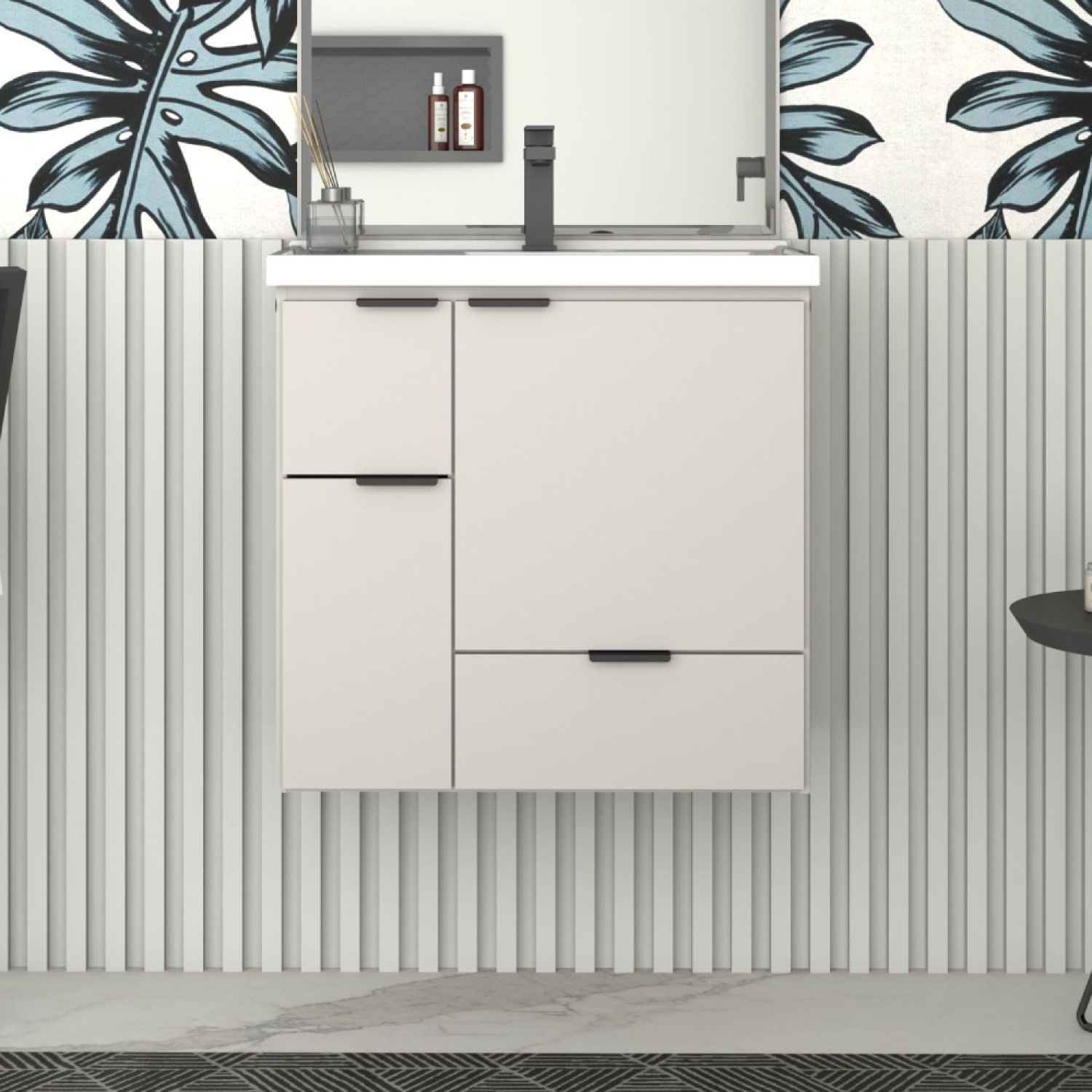 Gabinete Para Banheiro Com Cuba Em Márimore Sintético 59,6cm Cozimax Nude