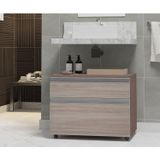 Gabinete Para Banheiro Com Rodízio 80cm 2 Gavetas Safira Inferior Contarini Ciliegio