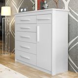 Cômoda 1 Porta 6 Gavetas Elegance Batrol Móveis Branco