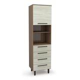 Paneleiro 1 Porta 4 Gavetas Evolution Plus Batrol Móveis Tannat/legno Crema