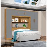 Guarda Roupa Modulado Casal 6 Portas 3 Gavetas Top Cancun Nature/cinza