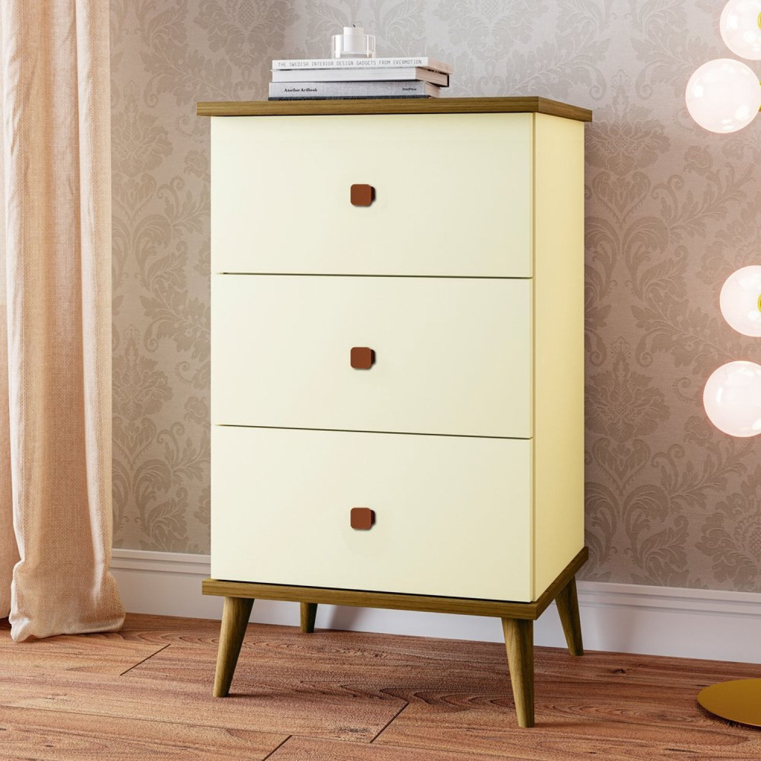 Mesa De Cabeceira Ravi Moveis Primus Pérola/freijó