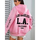 Blusão Moletom Feminino Los Angeles Elashopp Rosa G4