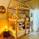 Beliche Infantil Casinha Janelinha Ludika Mobília Natural Mel/branco