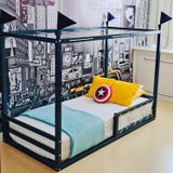 Cama Infantil Madeira Maciça Fortaleza Preto
