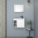 Gabinete Para Banheiro Com Cuba E Espelheira Em Aço 52cm Caju Cozimax Branco