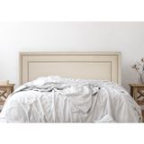 Cabeceira King Estofada Para Cama Box Com Tachas 193x60cm Reta Luxo Dupla Off White/prata
