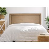 Cabeceira King Estofada Para Cama Box Com Tachas 193x60cm Reta Luxo Bege/fumê
