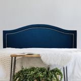 Cabeceira King Estofada Para Cama Box Curva Luxo Com Tachas 193x60cm Azul/prata