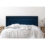Cabeceira King Estofada Para Cama Box Com Tachas 193x60cm Reta Luxo Dupla Azul/prata