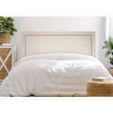 Cabeceira King Estofada Para Cama Box Com Tachas 193x60cm Reta Luxo Off White/prata