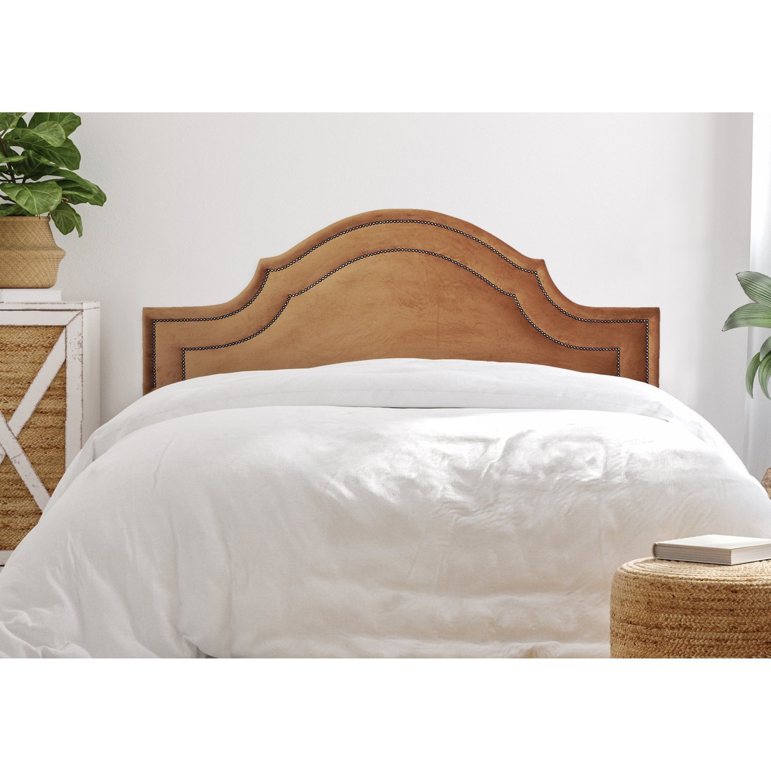 Cabeceira King Estofada Para Cama Box Com Tachas 193x60cm Provençal Luxo Dupla Terracota/fumê