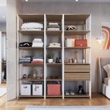 Guarda Roupa Closet 3 Peças Com 2 Gavetas E 14 Nichos Easy Branco/montana