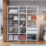 Guarda Roupa Closet 3 Peças Com 2 Gavetas E 14 Nichos Easy Branco