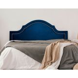 Cabeceira King Estofada Para Cama Box Com Tachas 193x60cm Provençal Luxo Azul/prata