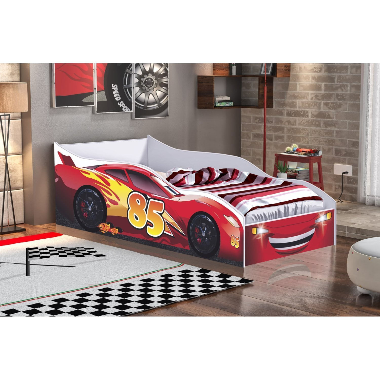Cama Carro Infantil/solteiro Em Mdf/mdp Vermelho