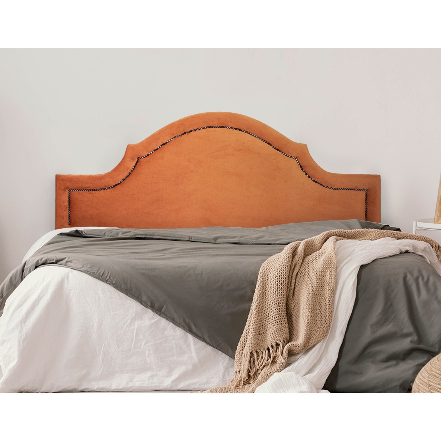Cabeceira Queen Estofada Para Cama Box Com Tachas 160x60cm Provençal Luxo Terracota/fumê