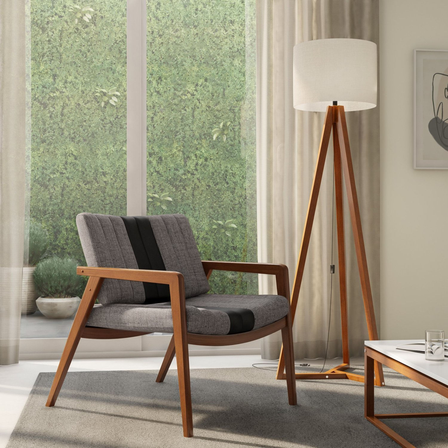 Poltrona Em Couro 104 Linhao Uxua Cinza/marrom