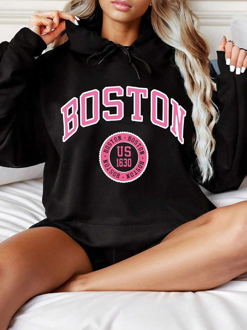 Moletom Feminino Boston Casual Confortável Estiloso Elashopp Preto M