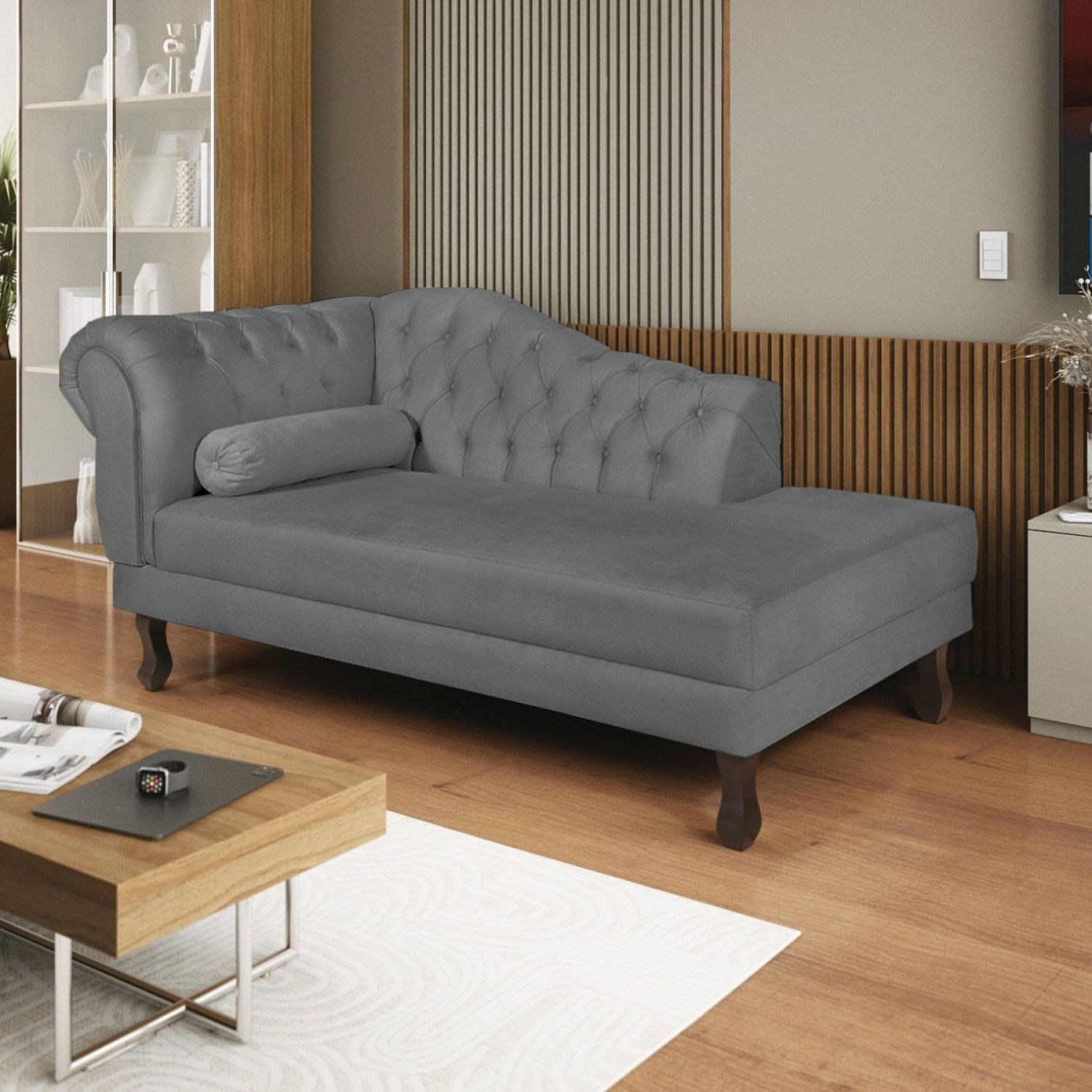 Diva Recamier Dora 185cm Lado Direito Corano Cinza