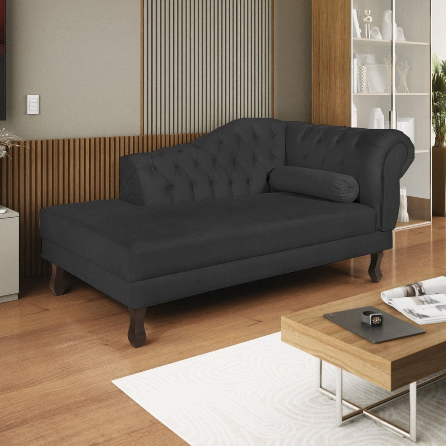 Diva Recamier Dora 160cm Lado Esquerdo Corano Preto