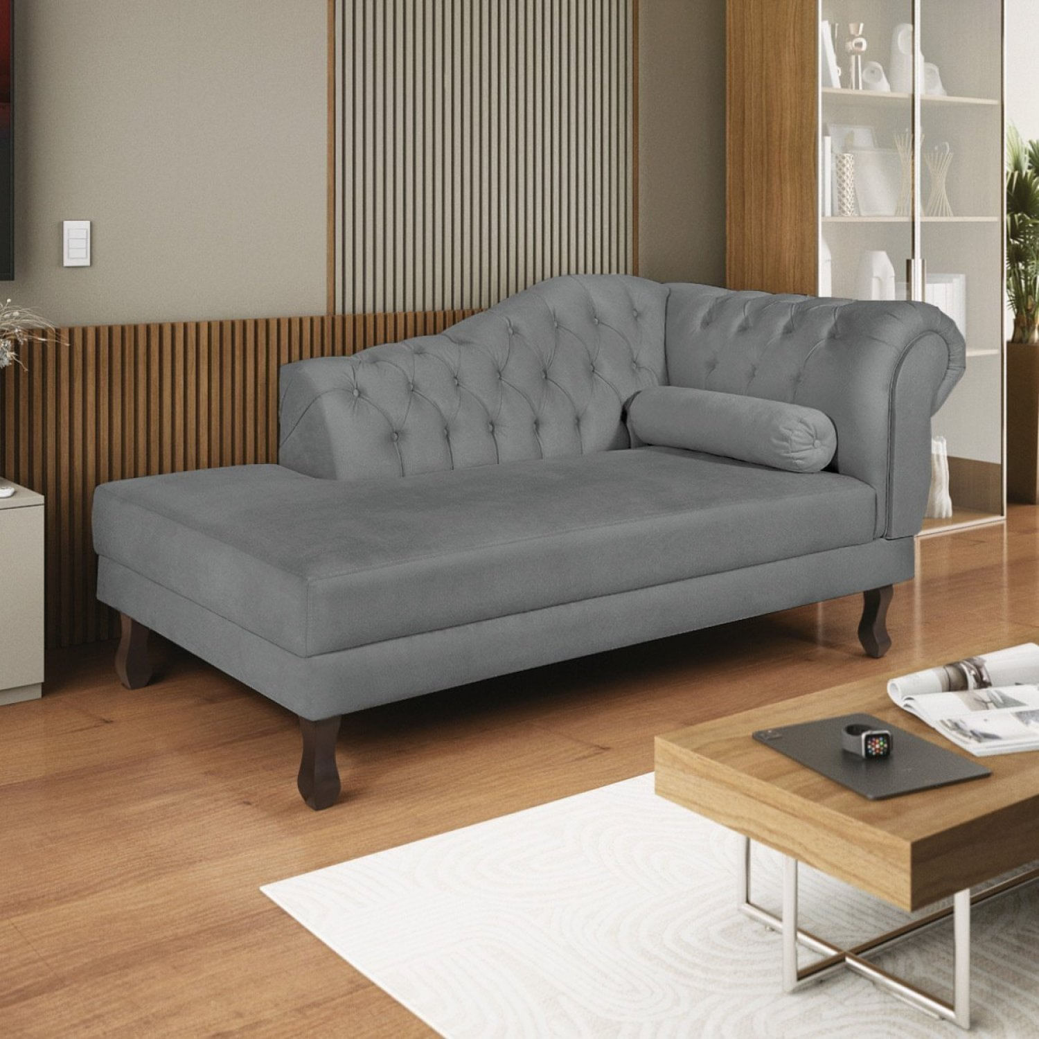 Diva Recamier Dora 140cm Lado Esquerdo Corano Cinza