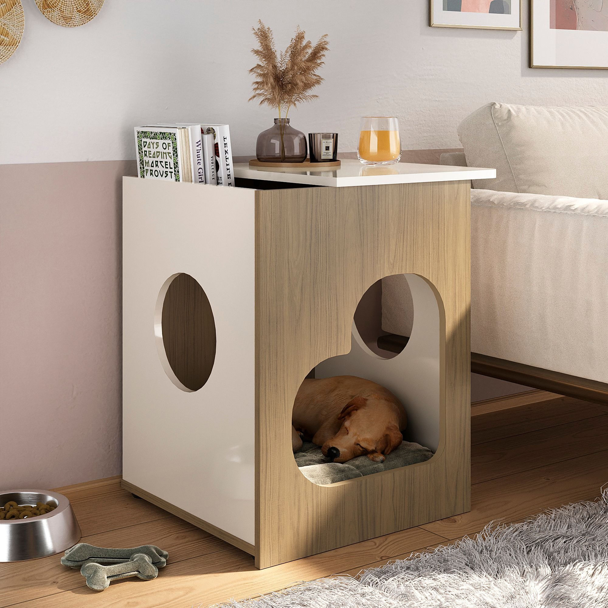 Mesa De Apoio Para Pet Aberturas Discovery Carvalho/off White