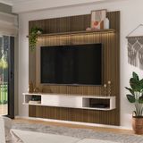 Painel 1,83 Mt Para Tv De Até 75 Polegadas Impressão 3d Ripado Atenas Pinho Ripado C/off White