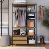 Guarda Roupa Closet Industrial P1025 Preto/mel