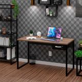 Mesa Para Escritório Diretor Estilo Industrial 135cm Com Gaveta Nogal