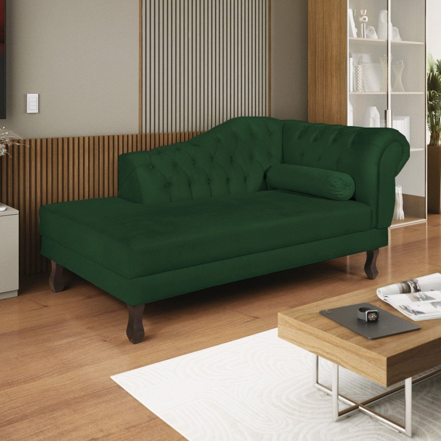 Diva Recamier Dora 160cm Lado Esquerdo Suede Verde