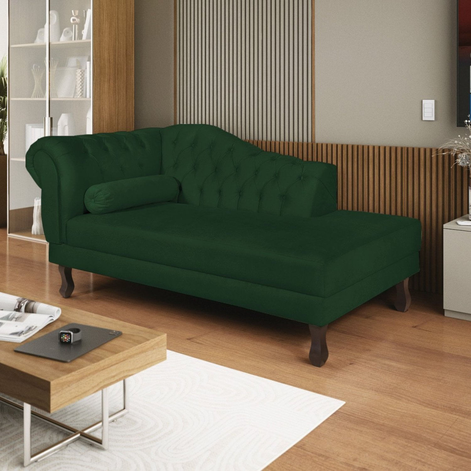 Diva Recamier Dora 160cm Lado Direito Suede Verde