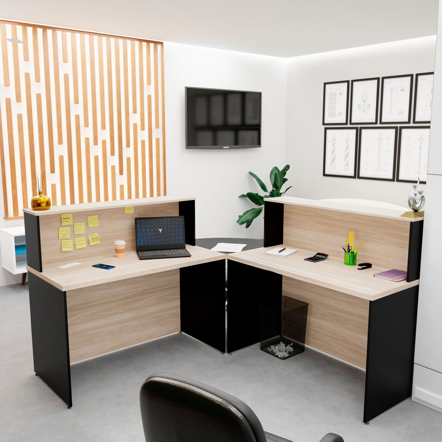 Balcão Atendimento De Canto Em L Recepção Consultório 120x60cm