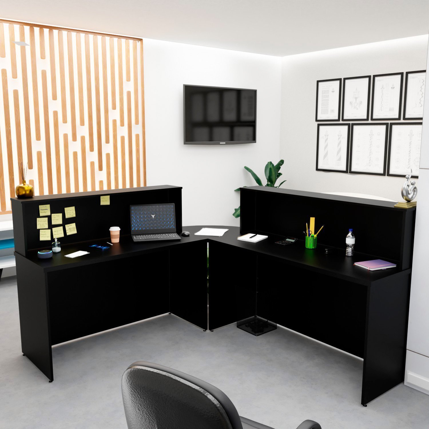 Balcão Atendimento De Canto Em L Recepção Consultório 140x60cm