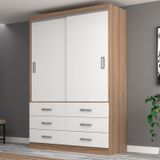 Guarda Roupa Casal 2 Portas De Correr 6 Gavetas Veneza Premium Yescasa Demolição/branco