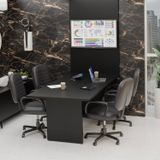 Mesa De Reunião Para Escritório Com Painel De Tv 200x100cm Preto