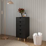 Cômoda Ipanema 5 Gavetas 40cm Em Mdp E Pintura Bp Fosca Preto