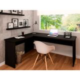 Mesa De Escritório Em L 120x150cm Tampo 30mm Preto