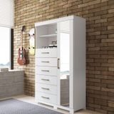 Multi-cômoda 1 Porta 6 Gavetas Marabá Com Espelho E Pés Branco