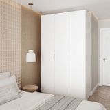 Guarda Roupa Modulado 3 Portas Com Cabideiro Hera Cabecasa Madeiramadeira Branco Geada/cromado