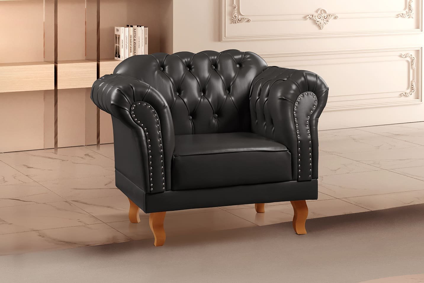 Poltrona Chesterfield Clássica Duque Preto