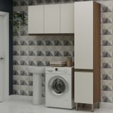 Conjunto Para Área De Serviço Com Armário 2 Portas E Armário Aéreo Washhouse Ébano/off White